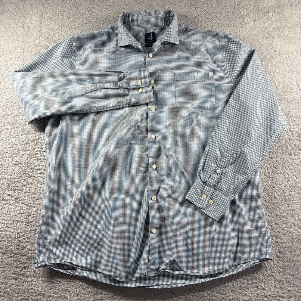 Johnnie-O Shirt Gingham Check Casual Button Down Long Sleeve Mens XL Blue - Picture 2 of 9